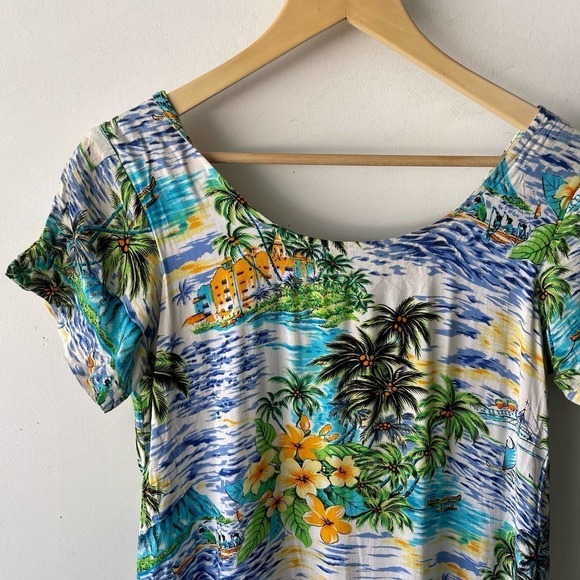 Vintage 90s Jacqueline Studio Tropical Hawaiian Shirt Dress - Picture 2 of 5